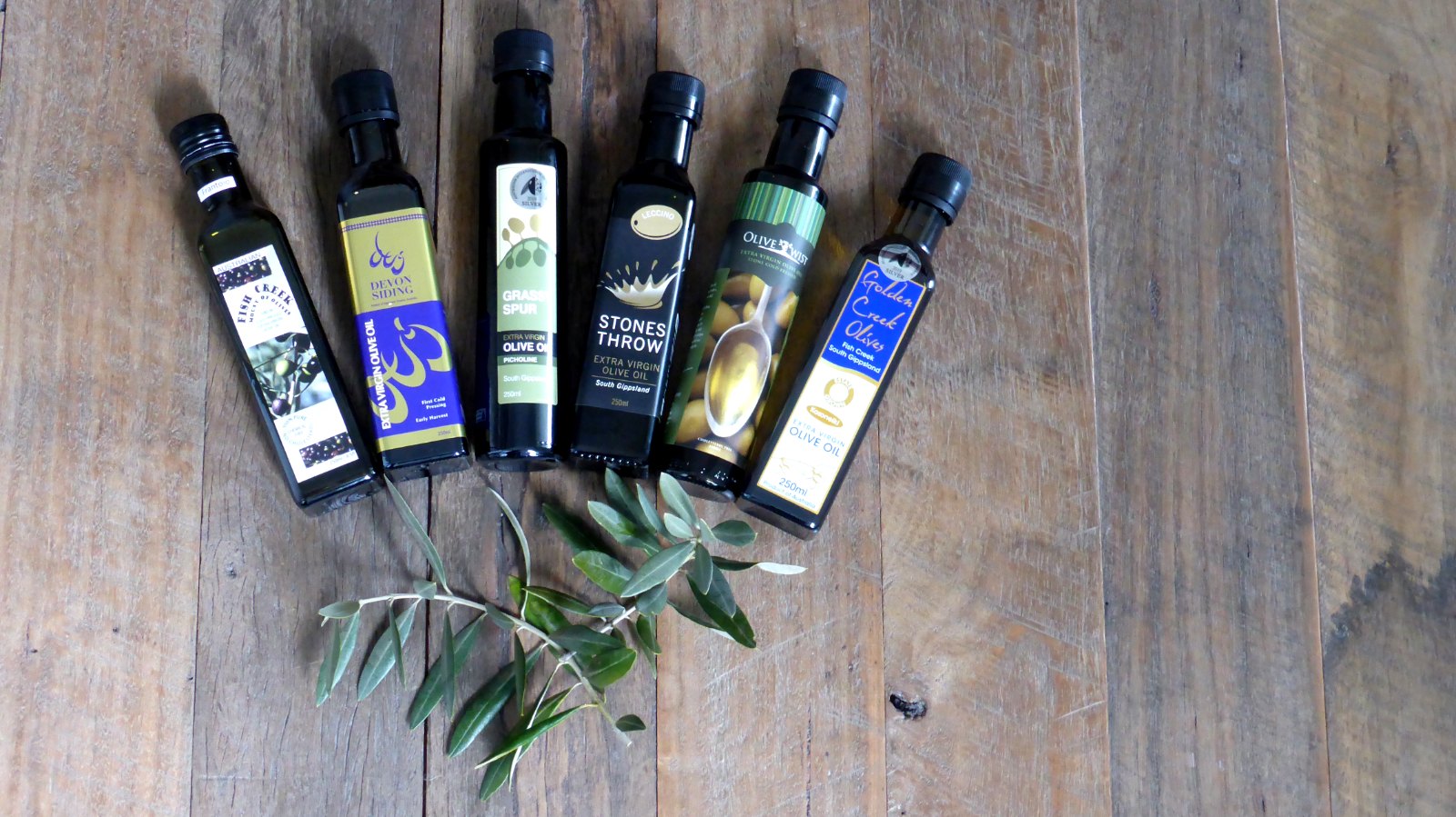 Image of 6 bottles of olive oil from Southern Gippsland Olives olive groves